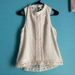 Off-White Lace High-Neck Blouse